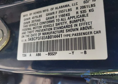 2010 Honda Accord 3.5 Ex-L z USA, uszkodzony, nr VIN 5KBCP3F85AB014441